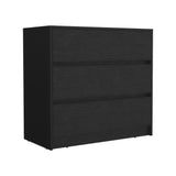 Tuhome Austin Three Drawer Dresser with Smooth Pull-Out Mechanism, Modern Storage Solution for Bedrooms and Small Spaces, Spacious Drawers with Metal Rails and Wide Superior Top for Clothes Organization and Home Essentials