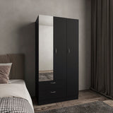 Riverside 3-Door Armoire with Hanging Rod, Two Drawers and Multi-Compartment Storage, Modern Wardrobe Closet for Organized Clothing, Accessories and Bedroom Essentials, Large Vertical Storage Cabinet