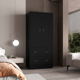 Taly 2-Door Armoire with Two Drawers and Hanging Rod, Spacious Wardrobe Storage Cabinet for Clothing, Accessories and Daily Essentials, Functional Vertical Closet Organizer for Bedrooms and Dressing Spaces