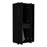 TUHOME Misuri Wardrobe Armoire with Double Doors, Spacious Drawer, Metal Hanging Rod and Three Open Shelves Offering Multi-Functional Clothing Storage, Modern Organization Solutions and Durable Solid Wood Construction