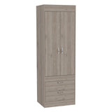 TUHOME Lisboa 2-Door Armoire with Double Door Storage, Two Spacious Drawers, Concealed Hanging Rod and Vertical Freestanding Wardrobe for Bedroom, Living Room, Kitchen or Garage Organization