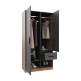 Alder Freestanding Bedroom Armoire Storage Wardrobe Cabinet Designed to Bring Style and Superior Functionality Featuring Two Access Doors One Smooth Pull-Out Drawer and Interior Hanging Rods for Organization