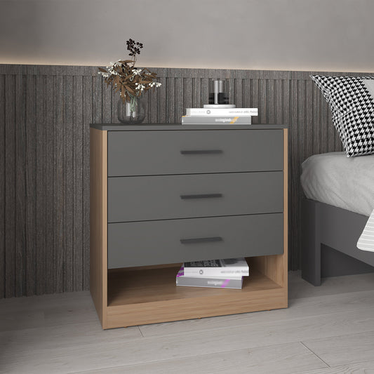 Alder 27" High 3-Drawer Dresser with Open Shelf, Bedroom Storage, Entryway Sideboard, Compact Storage Unit for Clothes, Accessories, Decor, Modern Home Organizer