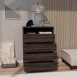 Alpine Four-Drawer Dresser with Spacious Storage and Modern Handles, Freestanding Design with Plomo, Kronos, and Walnut Finishes, Perfect for Organizing Clothes, Linens, and Everyday Essentials in Modern Bedrooms