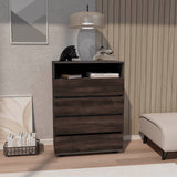 Alpine Four-Drawer Dresser with Spacious Storage and Modern Handles, Freestanding Design with Plomo, Kronos, and Walnut Finishes, Perfect for Organizing Clothes, Linens, and Everyday Essentials in Modern Bedrooms