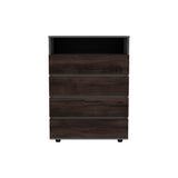 Alpine Four-Drawer Dresser with Spacious Storage and Modern Handles, Freestanding Design with Plomo, Kronos, and Walnut Finishes, Perfect for Organizing Clothes, Linens, and Everyday Essentials in Modern Bedrooms