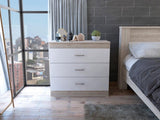 Tuhome Melia Three-Drawer Dresser with Modern Superior Top Surface, Sleek Metal Hardware, Spacious Storage Compartments, Contemporary Minimalist Bedroom Organizer for Clothing, Accessories, and Everyday Essentials