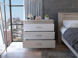 Tuhome Melia Three-Drawer Dresser with Modern Superior Top Surface, Sleek Metal Hardware, Spacious Storage Compartments, Contemporary Minimalist Bedroom Organizer for Clothing, Accessories, and Everyday Essentials
