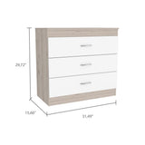 Tuhome Melia Three-Drawer Dresser with Modern Superior Top Surface, Sleek Metal Hardware, Spacious Storage Compartments, Contemporary Minimalist Bedroom Organizer for Clothing, Accessories, and Everyday Essentials