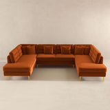Brooke Orange Velvet U Shape Corner Sofa