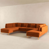 Brooke Orange Velvet U Shape Corner Sofa