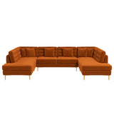 Brooke Orange Velvet U Shape Corner Sofa