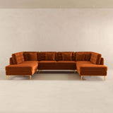 Brooke Orange Velvet U Shape Corner Sofa