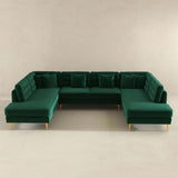 Brooke Green Velvet U Shape Corner Sofa