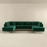 Brooke Green Velvet U Shape Corner Sofa