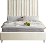 Candace Acrylic Contemporary Bed - Elegant Velvet Design with Deep Tufting & Sturdy Wood Frame