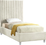 Candace Acrylic Contemporary Bed - Elegant Velvet Design with Deep Tufting & Sturdy Wood Frame