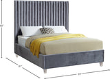 Candace Acrylic Contemporary Bed - Elegant Velvet Design with Deep Tufting & Sturdy Wood Frame