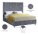 Candace Acrylic Contemporary Bed - Elegant Velvet Design with Deep Tufting & Sturdy Wood Frame