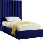 Candace Acrylic Contemporary Bed - Elegant Velvet Design with Deep Tufting & Sturdy Wood Frame