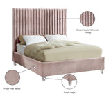 Candace Acrylic Contemporary Bed - Elegant Velvet Design with Deep Tufting & Sturdy Wood Frame