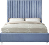 Candace Acrylic Contemporary Bed - Elegant Velvet Design with Deep Tufting & Sturdy Wood Frame