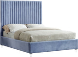 Candace Acrylic Contemporary Bed - Elegant Velvet Design with Deep Tufting & Sturdy Wood Frame