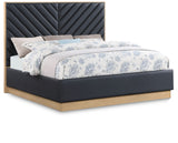 Casa Luxurious Vegan Leather King Bed with Chevron Tufting and Natural Finish for Modern Elegance