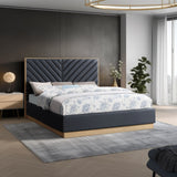Casa Luxurious Vegan Leather King Bed with Chevron Tufting and Natural Finish for Modern Elegance