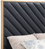 Casa Luxurious Vegan Leather King Bed with Chevron Tufting and Natural Finish for Modern Elegance