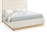 Casa Luxurious Vegan Leather King Bed with Chevron Tufting and Natural Finish for Modern Elegance