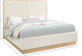 Casa Luxurious Vegan Leather King Bed with Chevron Tufting and Natural Finish for Modern Elegance