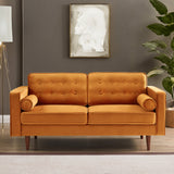Casey Orange Velvet Loveseat