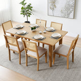 Monica Rattan Solid Wood Upholstered Dining Chair (Set of 2)