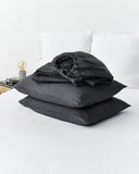 Charcoal windowpane linen sheet set