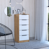 Tuhome Kaia Vertical Dresser with Five Spacious Storage Drawers, Modern Space-Saving Design, Functional Superior Organization for Bedrooms or Offices and Contemporary Freestanding Chest for Daily Clothing and Accessory Storage