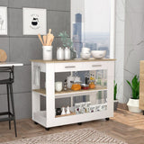 TUHOME Cala Kitchen Island with Spacious Tabletop, One Storage Drawer, Two Open Shelves, Integrated Towel Rack and Four Stable Legs Offering Practical Meal Prep Space and Modern Functional Organization for Any Kitchen
