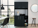 TUHOME 95 Pantry Kit with Double Door Cabinet, Three Lower Shelves, Spacious Hutch Storage and Wide Countertop for Microwave and Small Appliances Offering Practical Kitchen Organization and Functional Multi-Level Design