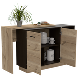 Tuhome Sicilia Kitchen Island with Two External Shelves, Double Door Cabinets, Three Interior Shelves, Ideal for Kitchen, Dining, and Storage Solutions