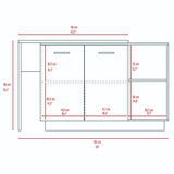 Tuhome Sicilia Kitchen Island with Two External Shelves, Double Door Cabinets, Three Interior Shelves, Ideal for Kitchen, Dining, and Storage Solutions