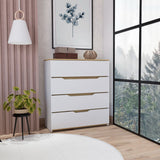 Tuhome Freestanding Compact Dresser with Four Spacious Storage Drawers, Functional Superior Top Surface, Space-Saving Modern Design for Organized Bedrooms and Practical Everyday Clothing and Accessory Storage