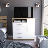 Tuhome Sierra Freestanding Dresser with Four Drawers, One Cabinet, One Open Shelf, Modern Design for Bedroom Storage and TV Stand