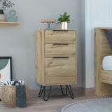 Tuhome Augusta Light Dresser with Three Spacious Drawers, Modern Hairpin Metal Legs, Wide Superior Top for Bedroom Organization, Compact Storage Solution for Small Spaces, Functional Contemporary Furniture for Any Room