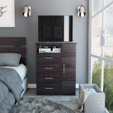 Tuhome Sierra Freestanding Dresser with Four Drawers, One Cabinet, One Open Shelf, Modern Design for Bedroom Storage and TV Stand