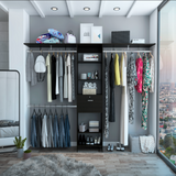 Tuhome Plego Closet System with Four Hanging Rods, Five Shelves, Three Drawers, Adjustable for 69" or 118" Closet Space, Modern Storage Solution
