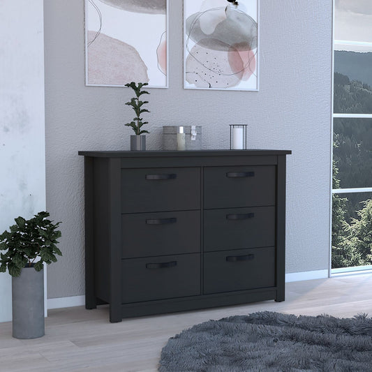 Tuhome Becca 6-Drawer Double Dresser with Spacious Superior Top, Modern Storage Cabinet with Metal Hardware, Four Sturdy Legs, Large Capacity Drawers for Clothes Organization and Contemporary Bedroom Furniture