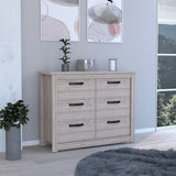 Tuhome Becca 6-Drawer Double Dresser with Spacious Superior Top, Modern Storage Cabinet with Metal Hardware, Four Sturdy Legs, Large Capacity Drawers for Clothes Organization and Contemporary Bedroom Furniture