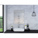 TUHOME Turin Framed Rectangle Mirror with Decorative Grid Design Offering Modern Wall Accent Style, Durable Glass Construction and Elegant Contemporary Detailing for Enhancing Bedrooms, Bathrooms and Living Spaces