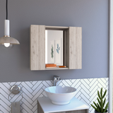 Tuhome Artemisa Medicine Cabinet with Integrated Mirror, Six Interior Storage Shelves, Secure Double-Door Design, Space-Saving Wall Cabinet for Organized Bathrooms and Daily Essentials.