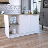 Juniper Kitchen Island with Large Prep and Serving Top, Double-Door Cabinet with Interior Shelves, Dual Open Storage Shelves and Modern Space-Saving Design for Enhanced Organization, Meal Preparation and Everyday Kitchen Efficiency